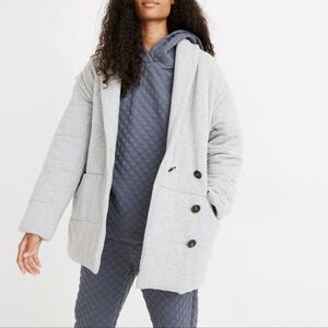 Madewell Sweatshirt Puffer Coat Heather Cement Grey Size Medium